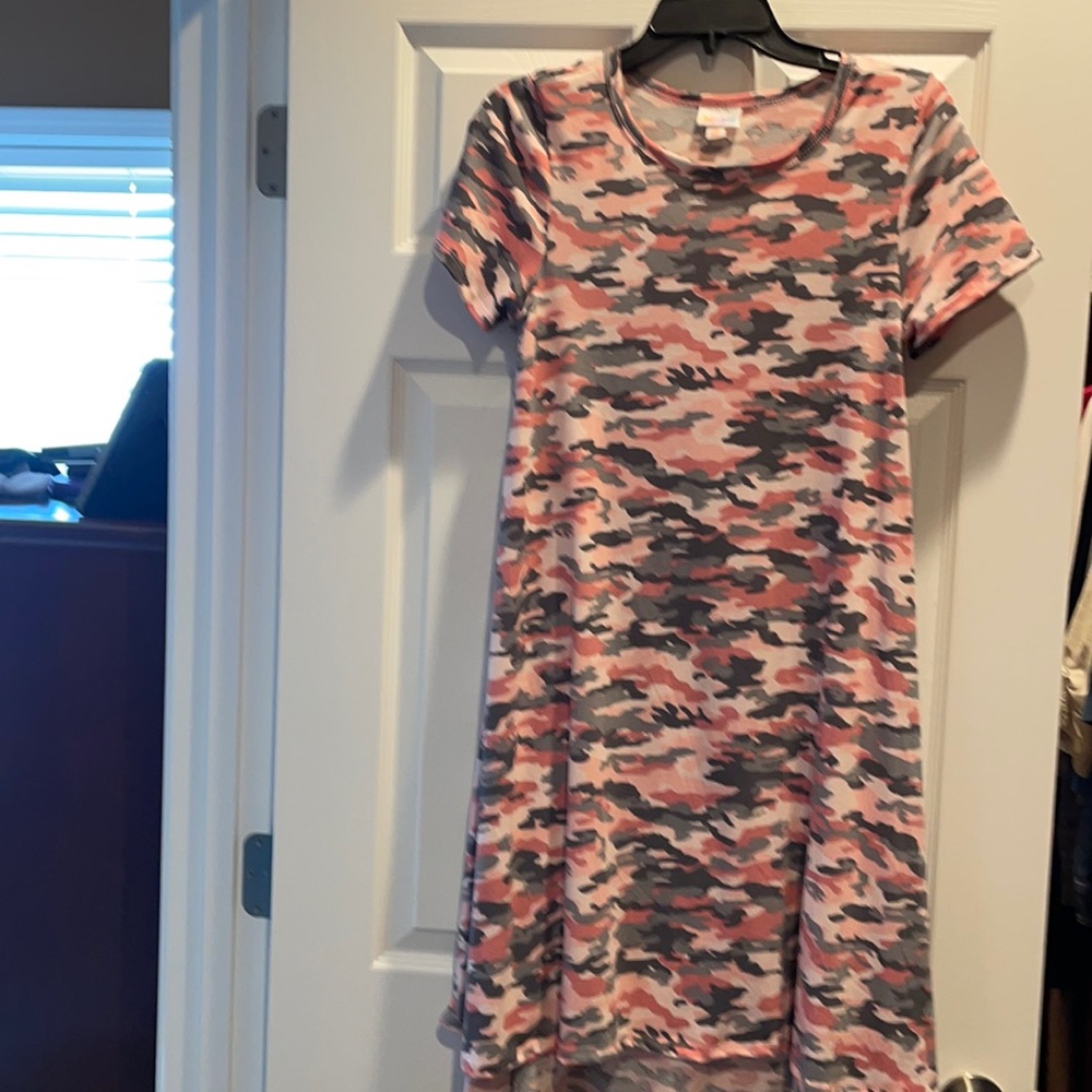 Pink camo LulaRoe Carly dress size XS